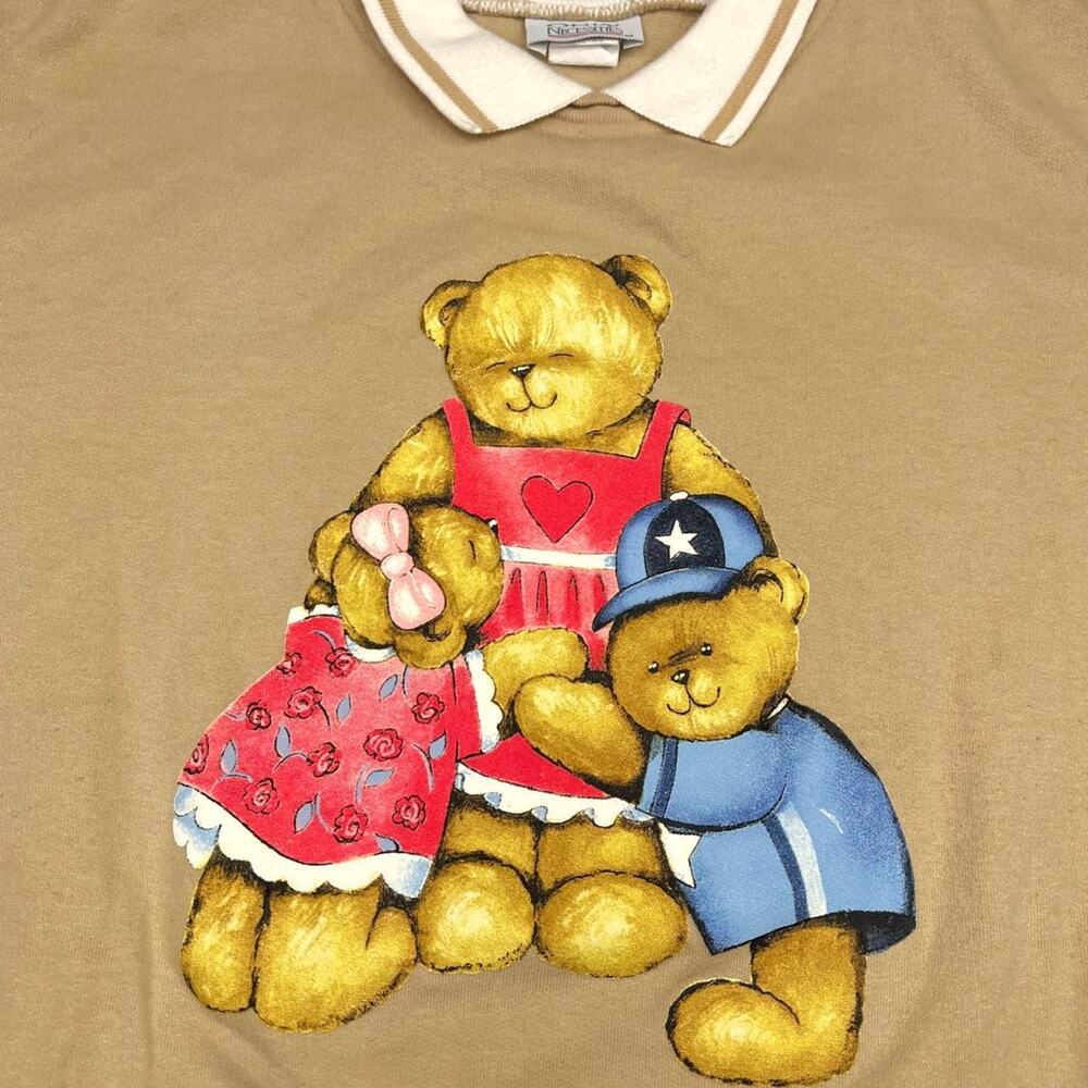 Vintage Grandma Sweater Collared Sweatshirt Bears Only Necessities -‎ Size Large - Picture 2 of 4